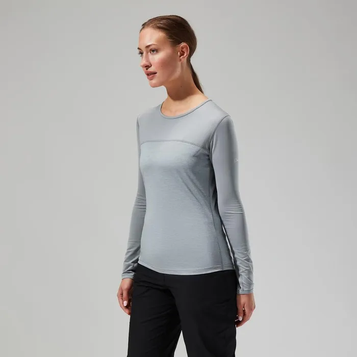 Technical Baselayers Women Berghaus Voyager Tech Tee Long Sleeve Crew 8211 GreyLight Grey