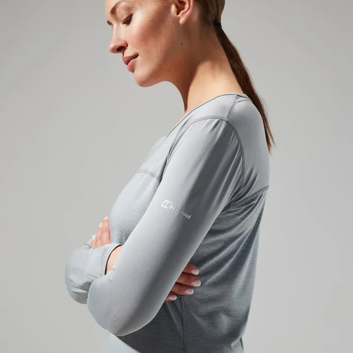 Technical Baselayers Women Berghaus Voyager Tech Tee Long Sleeve Crew 8211 GreyLight Grey