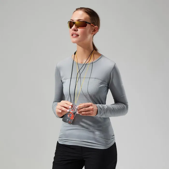Technical Baselayers Women Berghaus Voyager Tech Tee Long Sleeve Crew 8211 GreyLight Grey