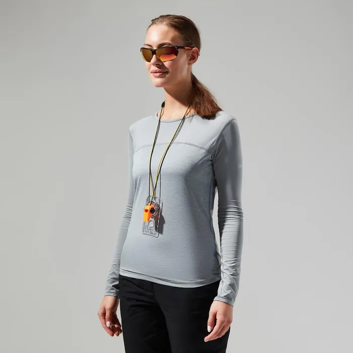 Technical Baselayers Women Berghaus Voyager Tech Tee Long Sleeve Crew 8211 GreyLight Grey