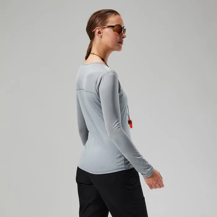 Technical Baselayers Women Berghaus Voyager Tech Tee Long Sleeve Crew 8211 GreyLight Grey