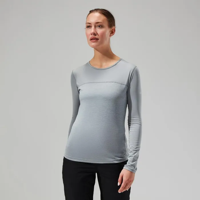Technical Baselayers Women Berghaus Voyager Tech Tee Long Sleeve Crew 8211 GreyLight Grey