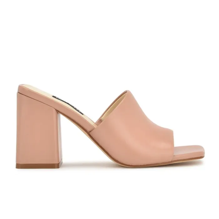 Teice Heeled Slide Sandals Nude Women Nine West Sandals