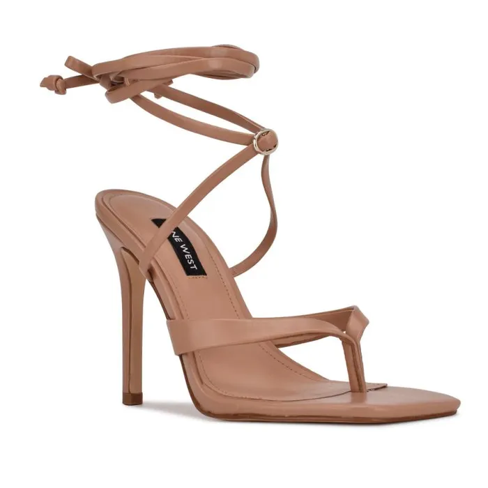 Terrie Ankle Wrap Heeled Sandals Nude Women Nine West Heels Terrie Ankle Wrap Heeled Sandals Nude Women Nine West Heels