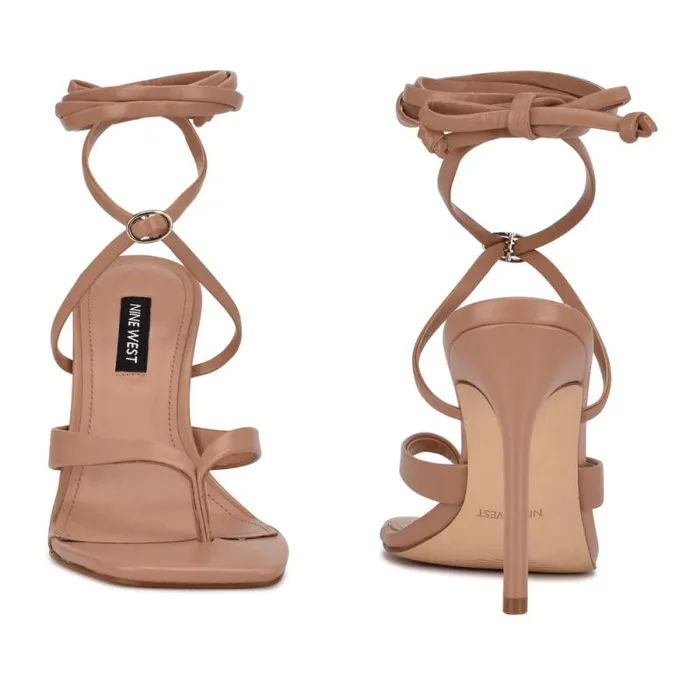 Terrie Ankle Wrap Heeled Sandals Nude Women Nine West Heels Terrie Ankle Wrap Heeled Sandals Nude Women Nine West Heels