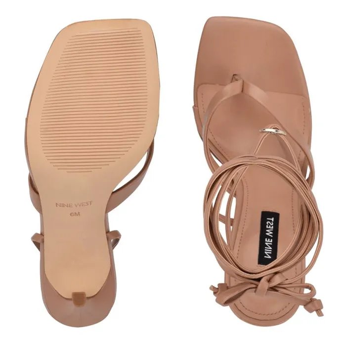 Terrie Ankle Wrap Heeled Sandals Nude Women Nine West Heels Terrie Ankle Wrap Heeled Sandals Nude Women Nine West Heels