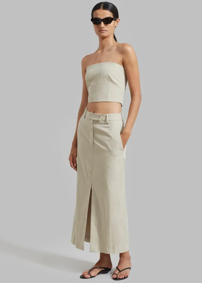 The Frankie Shop Anastasia Slit Midi Skirt 8211 Sage Shop Clothing