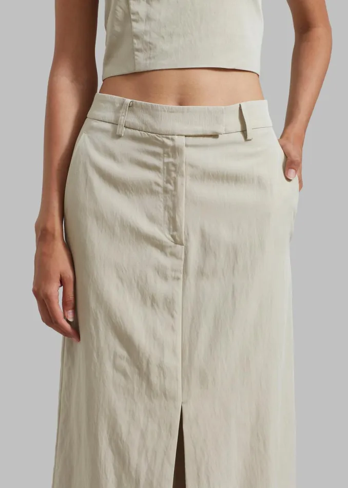 The Frankie Shop Anastasia Slit Midi Skirt 8211 Sage Shop Clothing