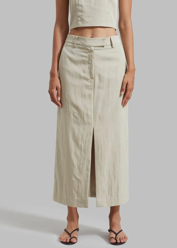 The Frankie Shop Anastasia Slit Midi Skirt 8211 Sage Shop Clothing