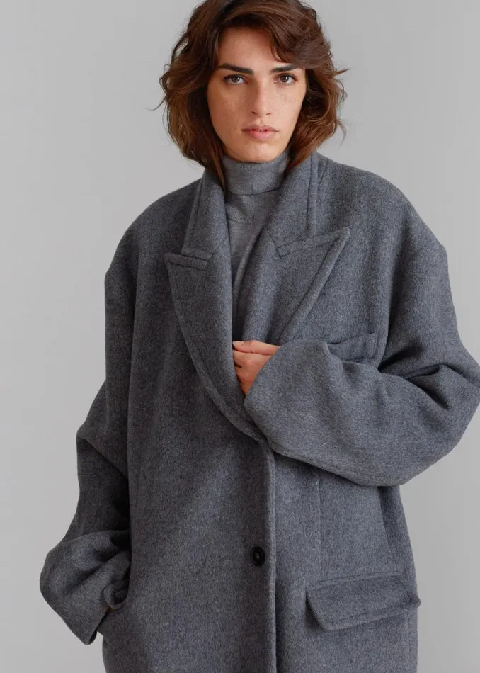 The Frankie Shop Anya Oversized Coat 8211 Charcoal Shop Outerwear