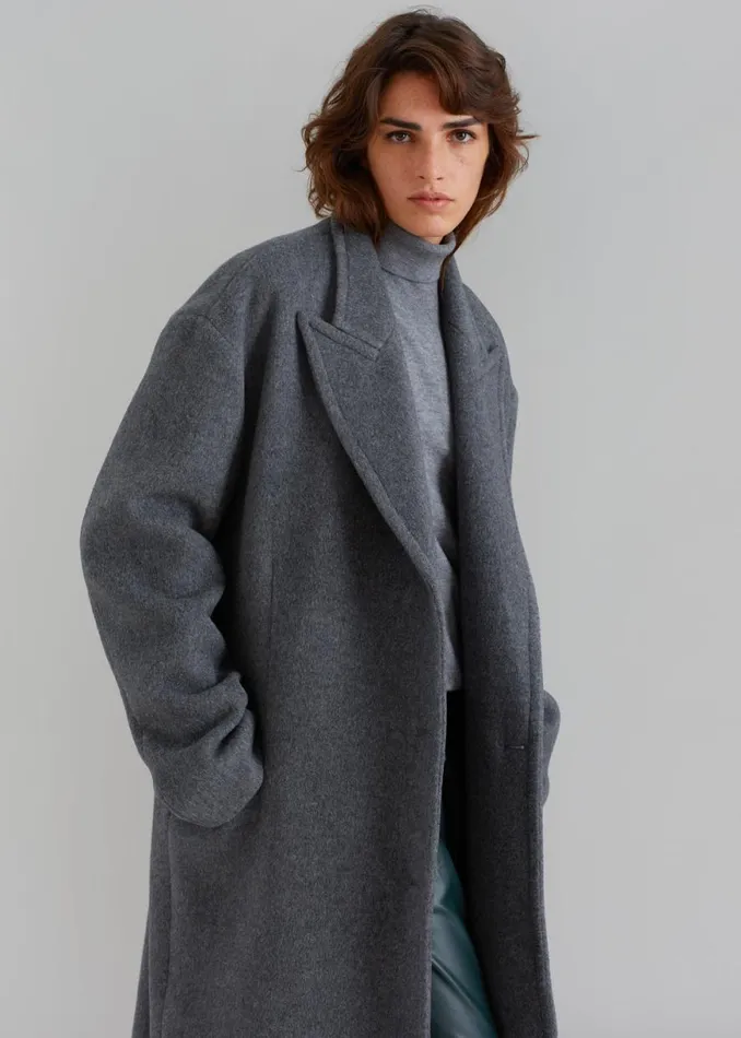 The Frankie Shop Anya Oversized Coat 8211 Charcoal Shop Outerwear