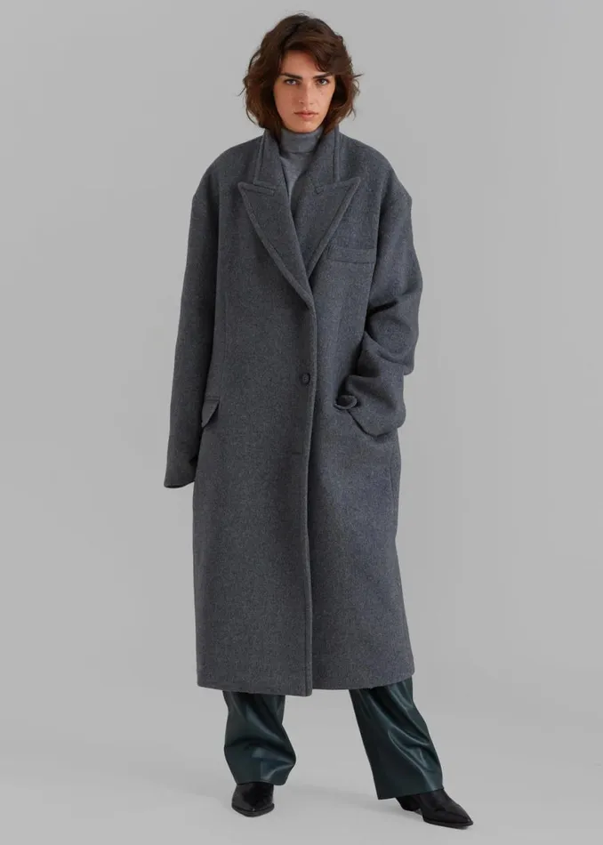 The Frankie Shop Anya Oversized Coat 8211 Charcoal Shop Outerwear