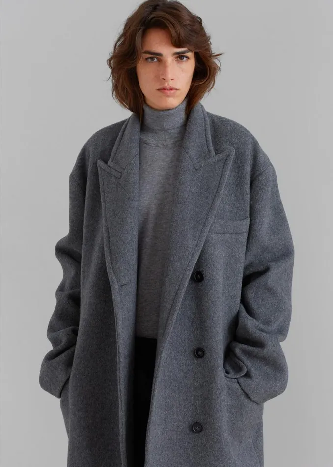 The Frankie Shop Anya Oversized Coat 8211 Charcoal Shop Outerwear