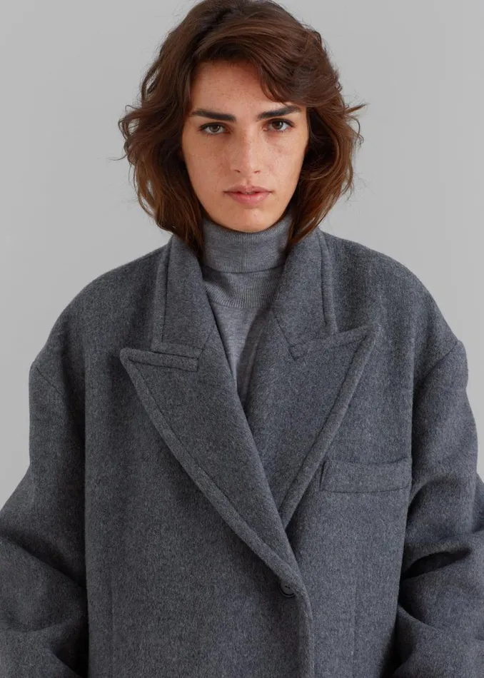 The Frankie Shop Anya Oversized Coat 8211 Charcoal Shop Outerwear
