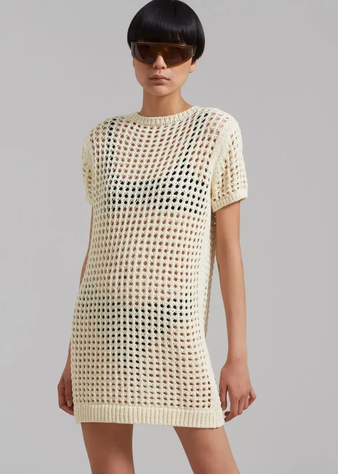 The Frankie Shop Ari Knit Mini Dress 8211 Cream Shop Dresses