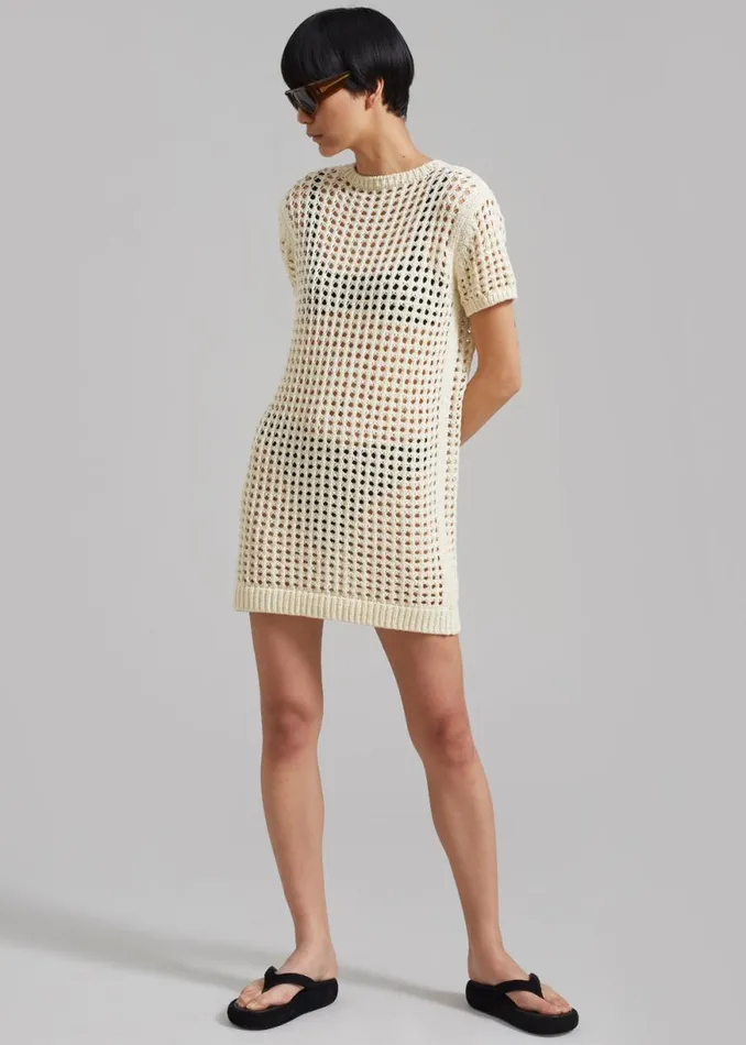 The Frankie Shop Ari Knit Mini Dress 8211 Cream Shop Dresses