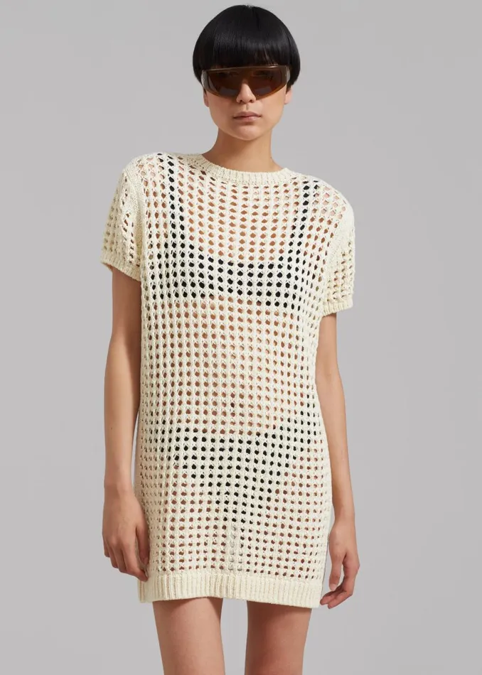 The Frankie Shop Ari Knit Mini Dress 8211 Cream Shop Dresses