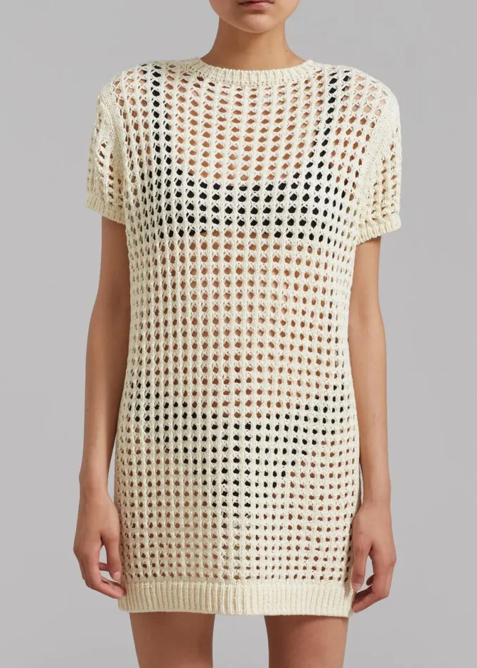 The Frankie Shop Ari Knit Mini Dress 8211 Cream Shop Dresses