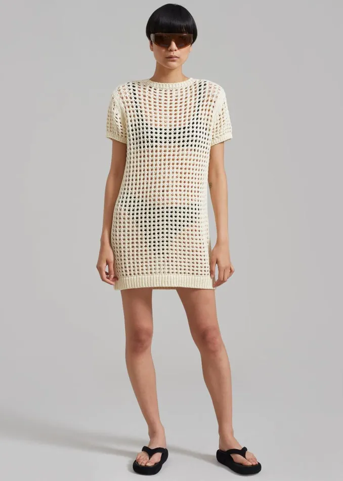 The Frankie Shop Ari Knit Mini Dress 8211 Cream Shop Dresses