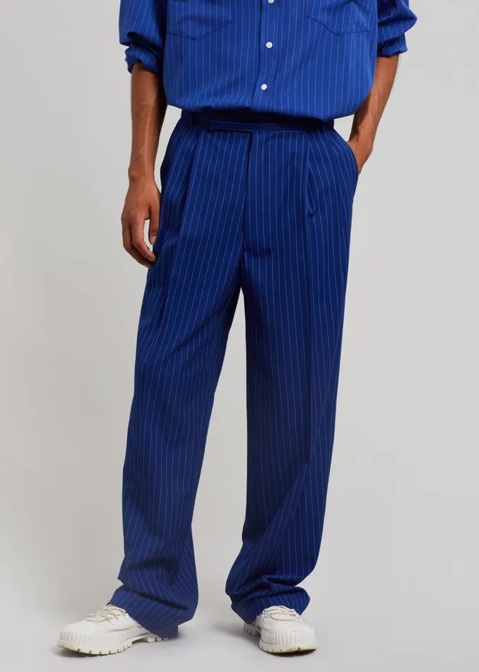 The Frankie Shop Beo Fluid Stripe Suit Pants 8211 Deep Blue Shop Clothing