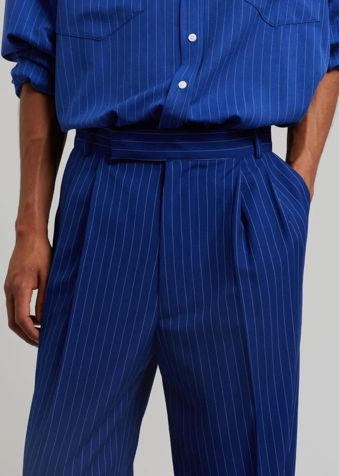 The Frankie Shop Beo Fluid Stripe Suit Pants 8211 Deep Blue Shop Clothing