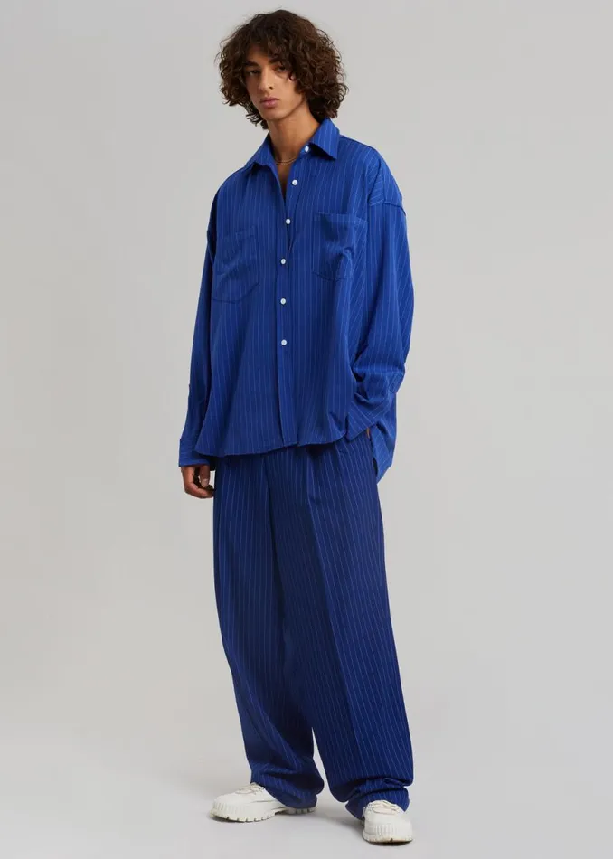 The Frankie Shop Beo Fluid Stripe Suit Pants 8211 Deep Blue Shop Clothing