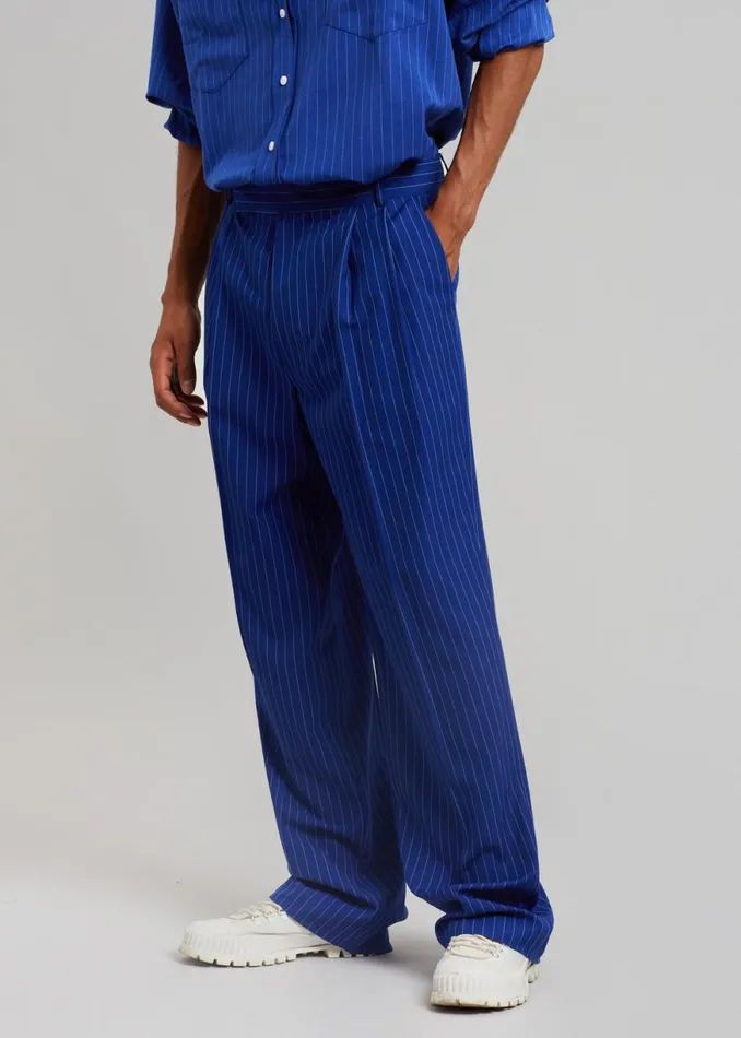 The Frankie Shop Beo Fluid Stripe Suit Pants 8211 Deep Blue Shop Clothing
