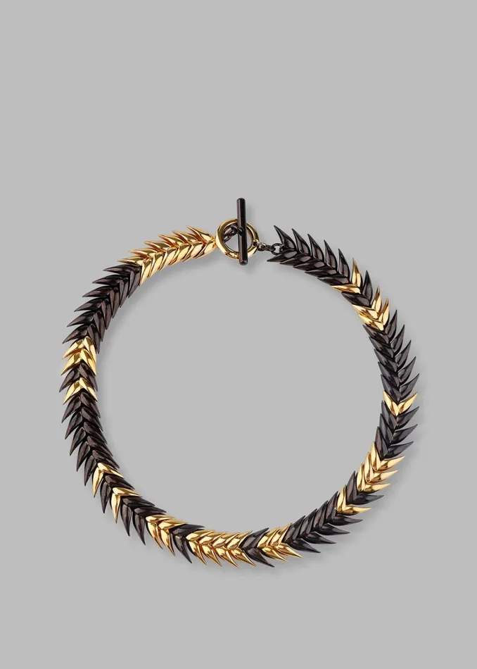 The Frankie Shop Bevza Burned Spikelet Necklace 8211 GoldBlack Shop Accessories