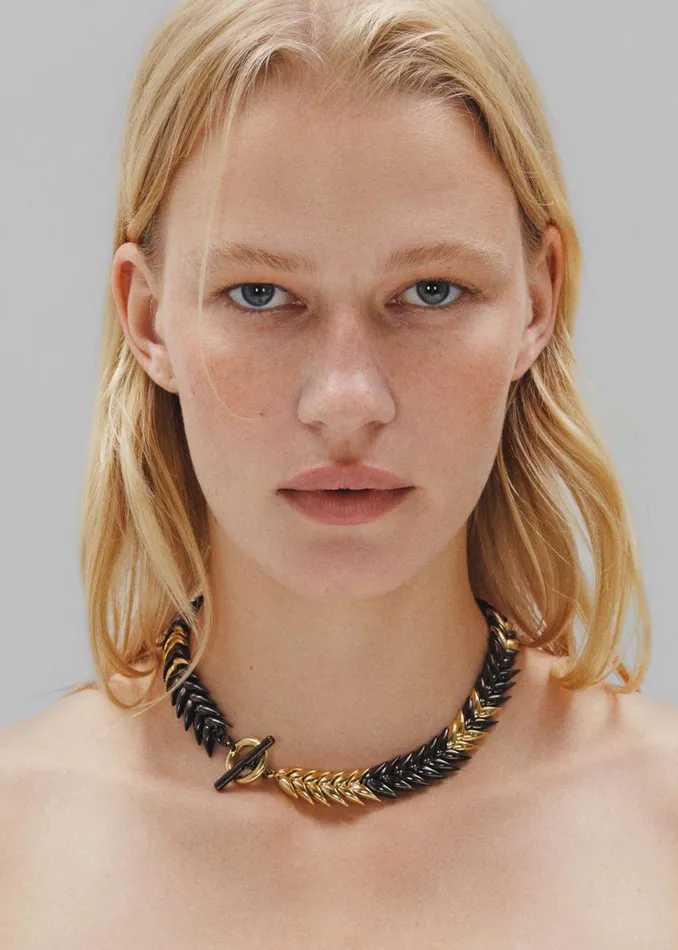 The Frankie Shop Bevza Burned Spikelet Necklace 8211 GoldBlack Shop Accessories