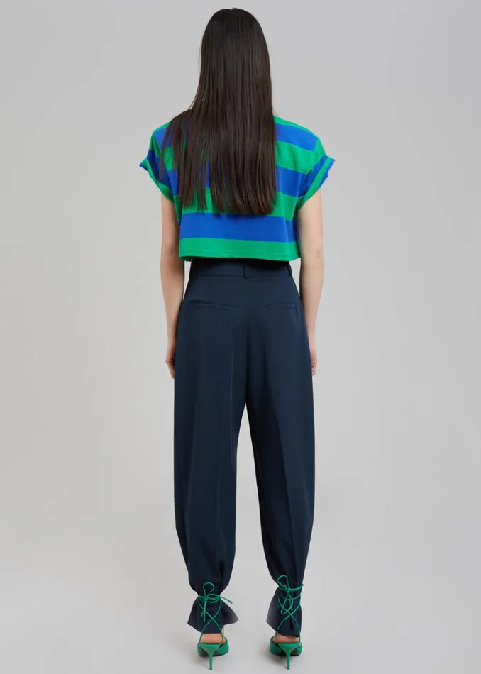 The Frankie Shop Caco Padded Cropped Tee 8211 NavyGreen Shop Tops