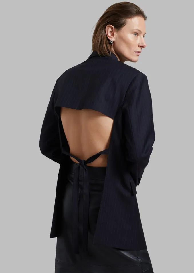 The Frankie Shop Cedric Open Back Blazer 8211 Navy Stripe Shop Outerwear