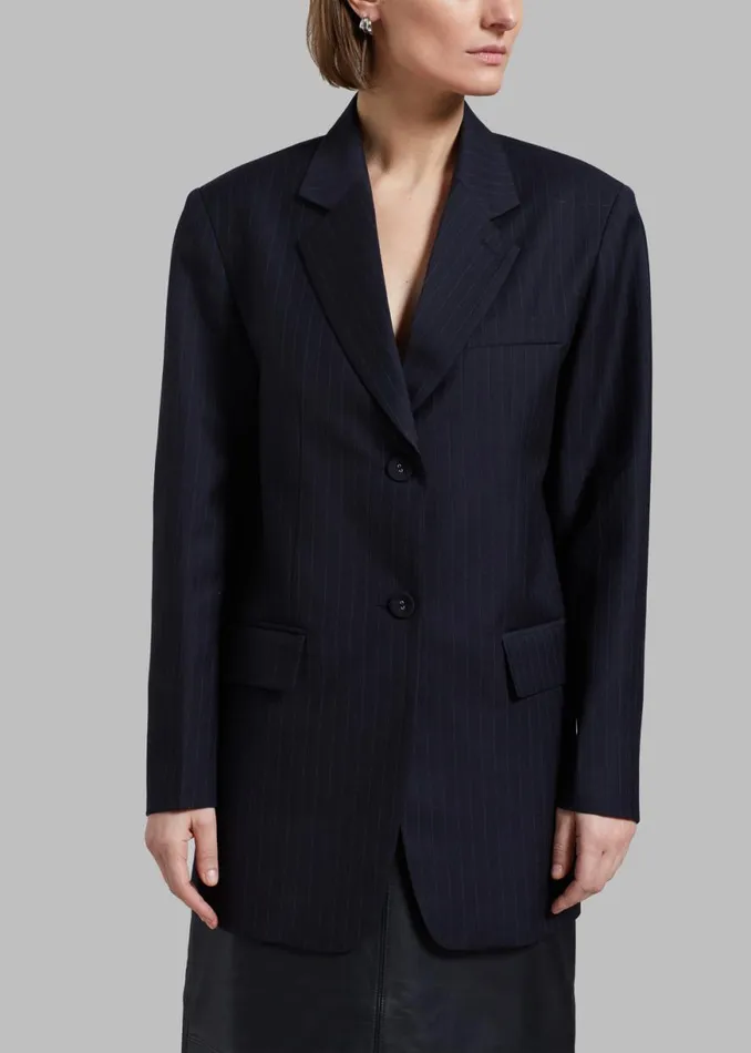 The Frankie Shop Cedric Open Back Blazer 8211 Navy Stripe Shop Outerwear