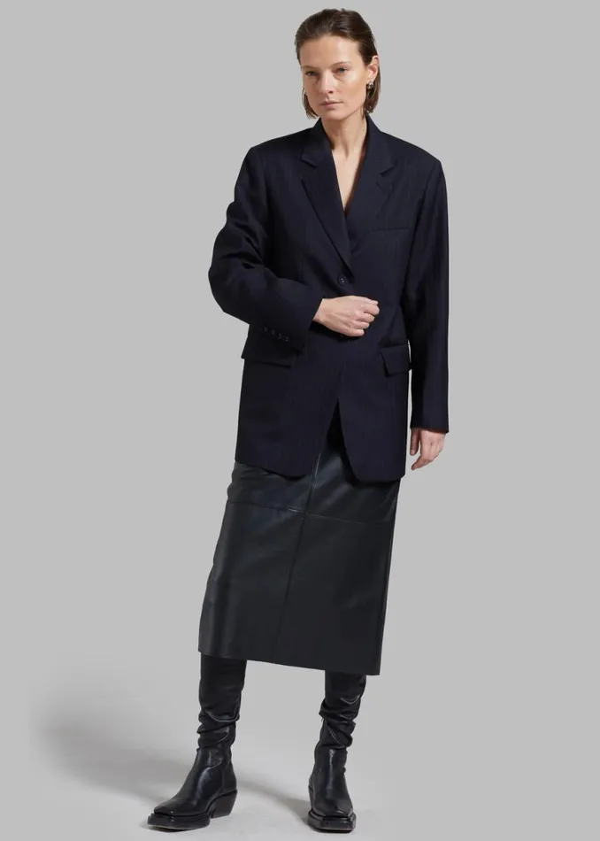 The Frankie Shop Cedric Open Back Blazer 8211 Navy Stripe Shop Outerwear