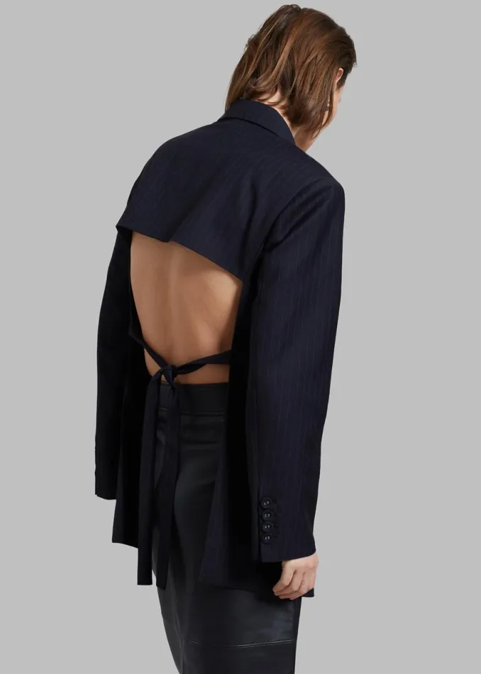 The Frankie Shop Cedric Open Back Blazer 8211 Navy Stripe Shop Outerwear