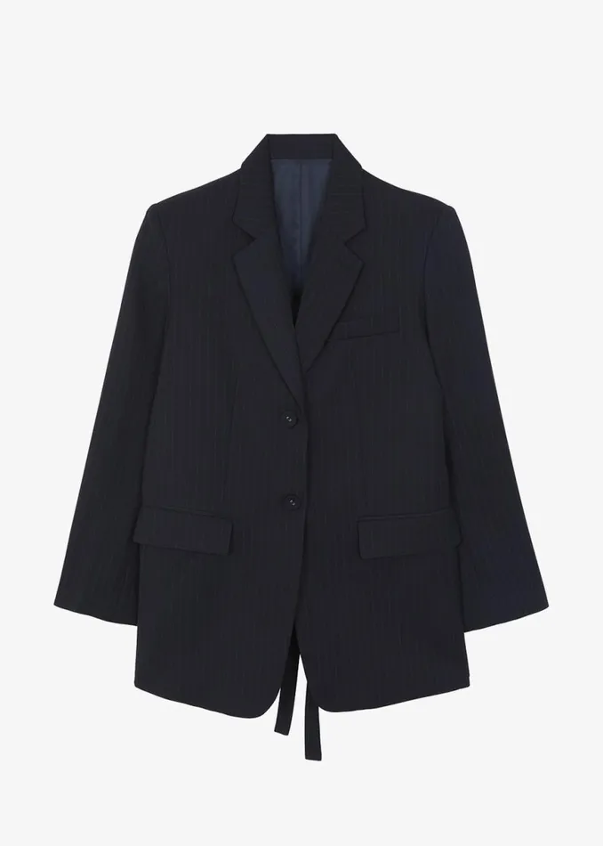 The Frankie Shop Cedric Open Back Blazer 8211 Navy Stripe Shop Outerwear