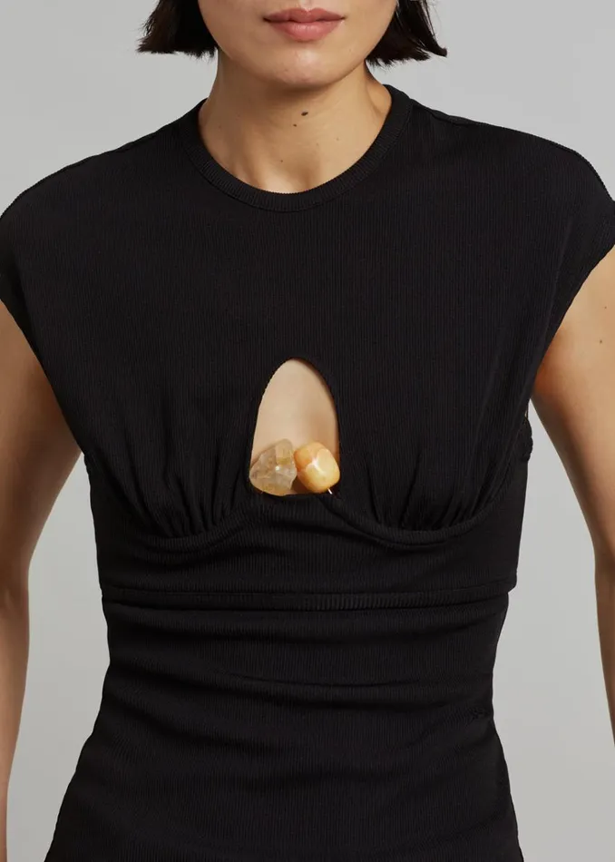 The Frankie Shop Christopher Esber Underbust Quartz Ribbed Tank 8211 BlackYellow Stones Shop Tops