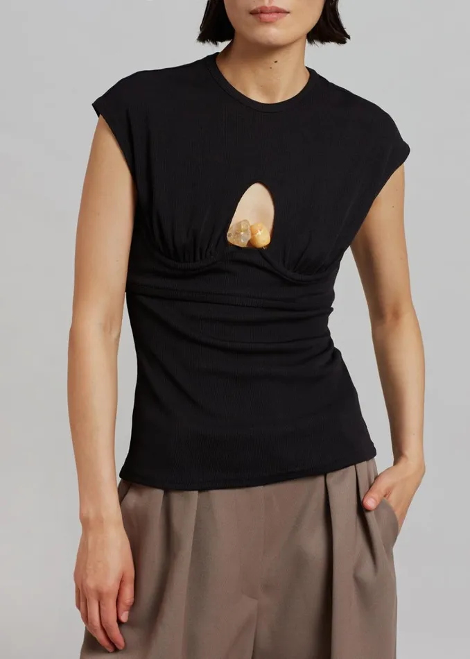 The Frankie Shop Christopher Esber Underbust Quartz Ribbed Tank 8211 BlackYellow Stones Shop Tops