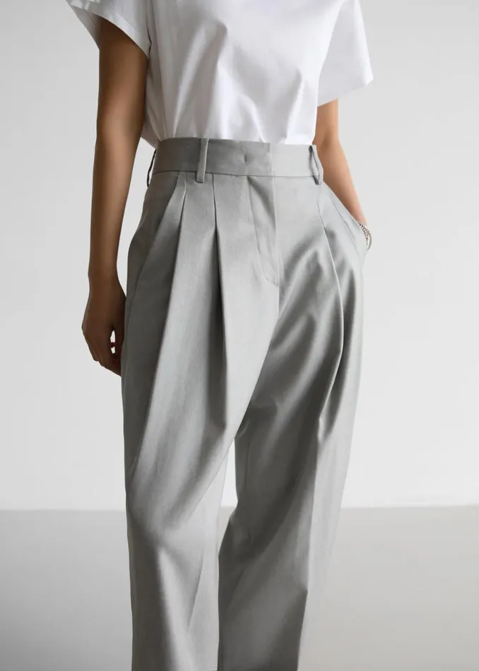 The Frankie Shop Cooper Pintuck Trousers 8211 Grey Shop Bottoms