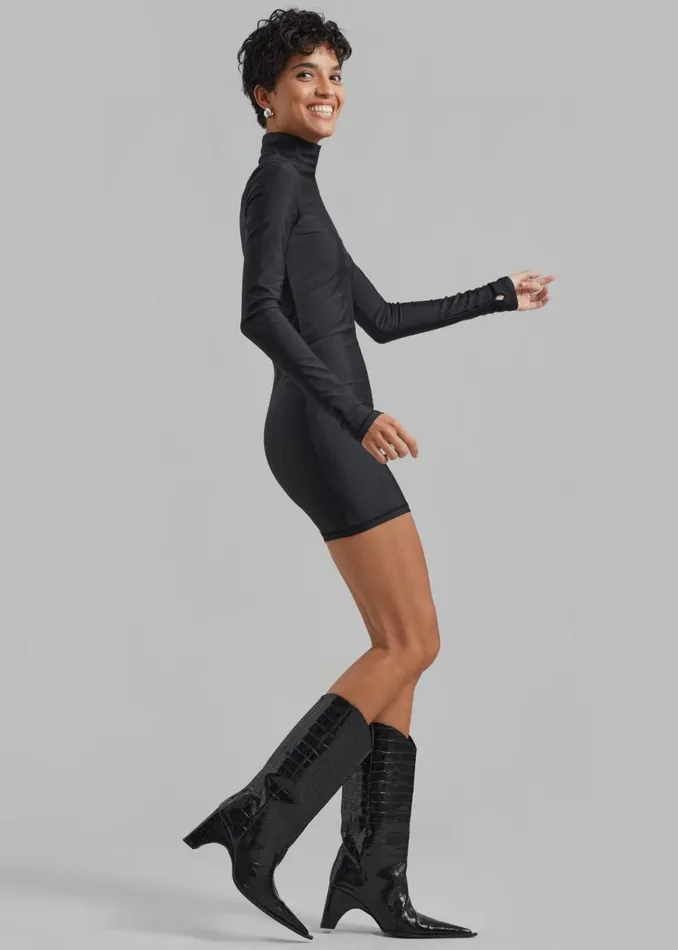 The Frankie Shop Coperni High Neck Fitted Mini Dress 8211 Black Shop Clothing