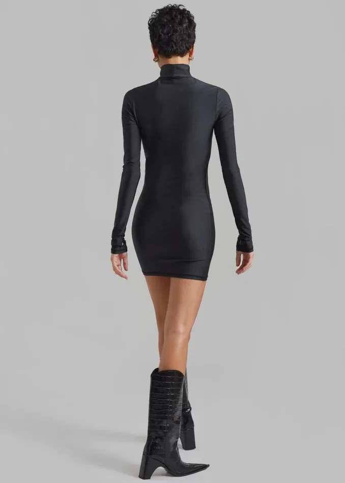 The Frankie Shop Coperni High Neck Fitted Mini Dress 8211 Black Shop Clothing