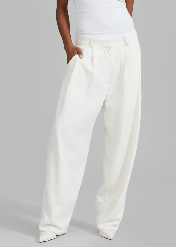The Frankie Shop Dakota Pleated Pants 8211 Ivory Shop Bottoms