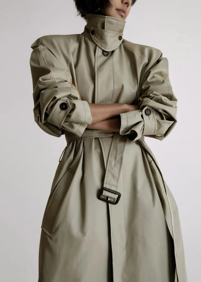 The Frankie Shop Decima Trench Coat 8211 Slate Green Shop Outerwear