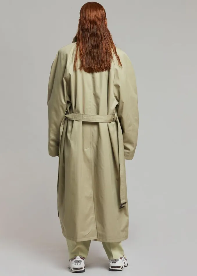 The Frankie Shop Decima Trench Coat 8211 Slate Green Shop Outerwear