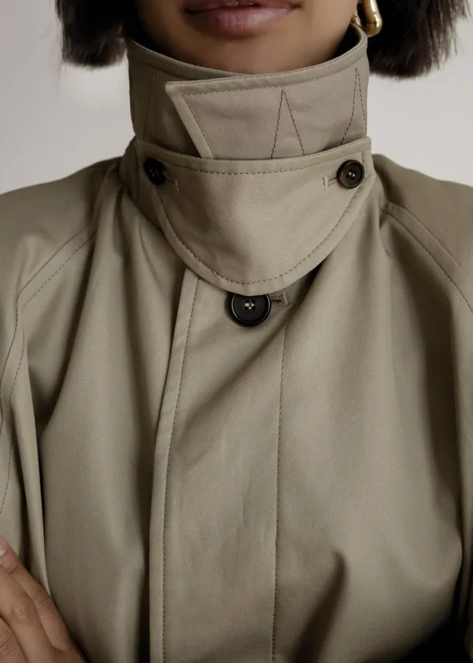 The Frankie Shop Decima Trench Coat 8211 Slate Green Shop Outerwear