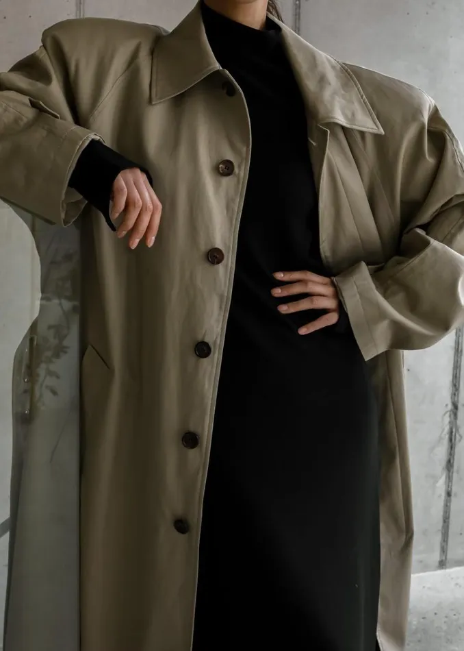 The Frankie Shop Decima Trench Coat 8211 Slate Green Shop Outerwear