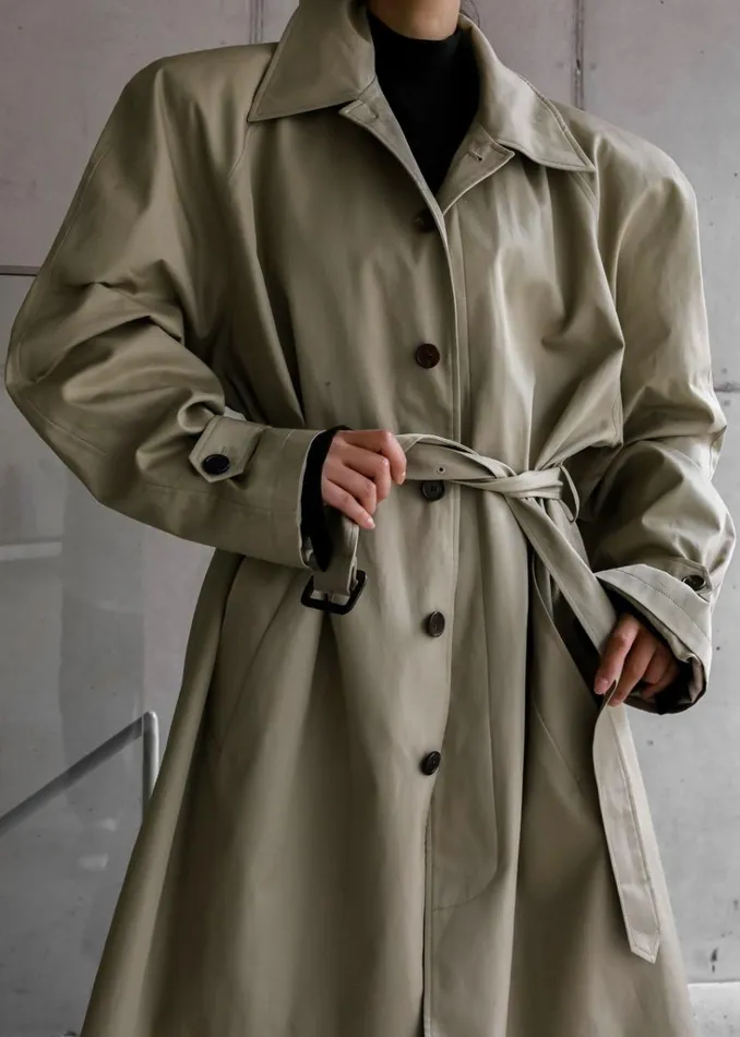 The Frankie Shop Decima Trench Coat 8211 Slate Green Shop Outerwear