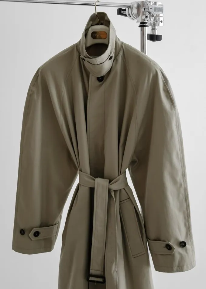 The Frankie Shop Decima Trench Coat 8211 Slate Green Shop Outerwear