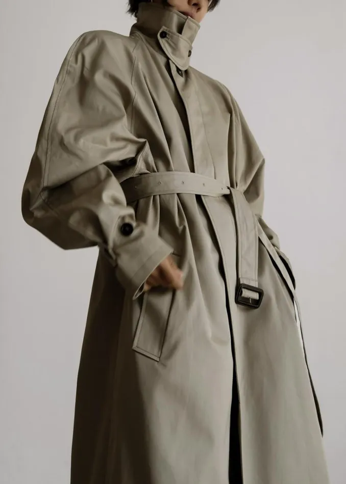 The Frankie Shop Decima Trench Coat 8211 Slate Green Shop Outerwear