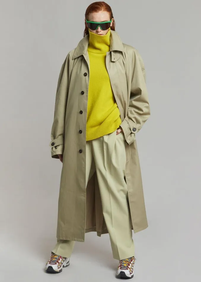 The Frankie Shop Decima Trench Coat 8211 Slate Green Shop Outerwear