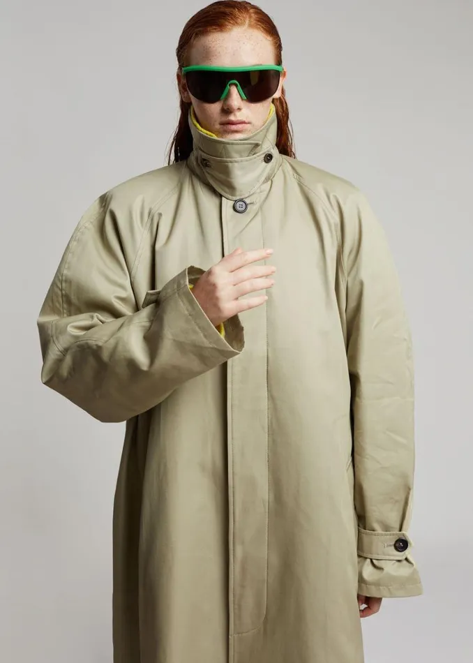 The Frankie Shop Decima Trench Coat 8211 Slate Green Shop Outerwear